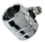 End clamp, grooved for braided oil line